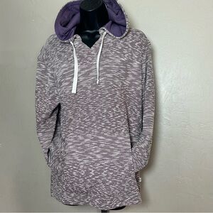 Retro Surfer Vibe Hangten Multi-Pattern Heathered Grape & Cream Knit Hoodie